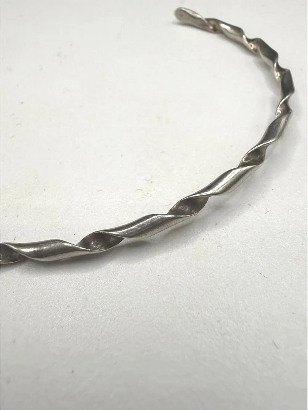 Set of 2 Stacker Sterling Silver 925 Cuff Bracelets - Rope Twist Design